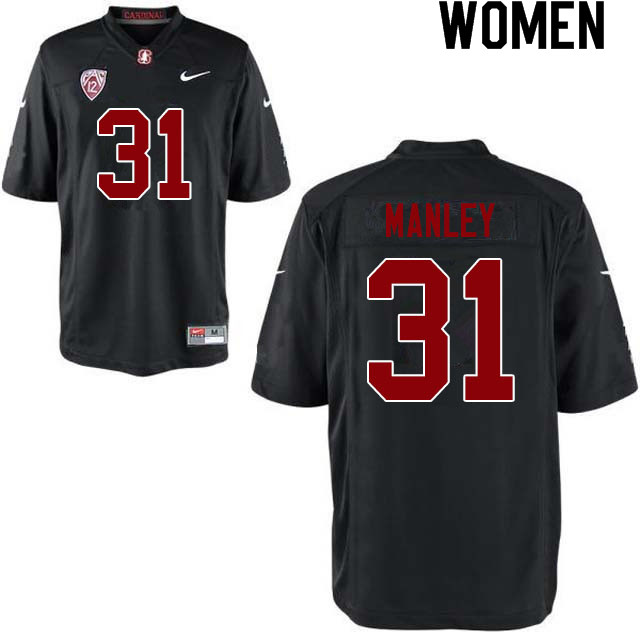 Women #31 Zahran Manley Stanford Cardinal College Football Jerseys Sale-Black - Click Image to Close